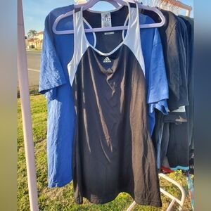 Adidas Black Athletic Dress with White Trim and Logo